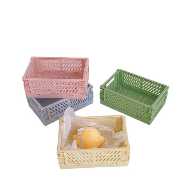 Stackable Collapsible Organizer Plastic Portable Folding Storage Basket