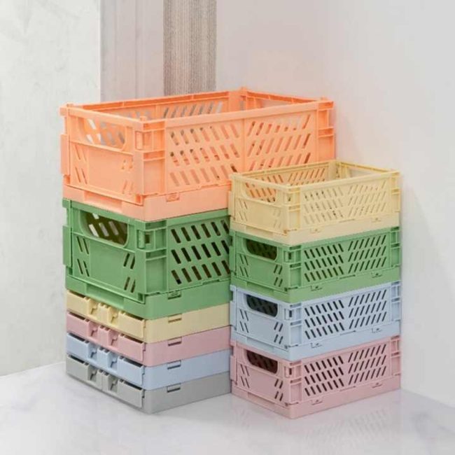 Stackable Collapsible Organizer Plastic Portable Folding Storage Basket