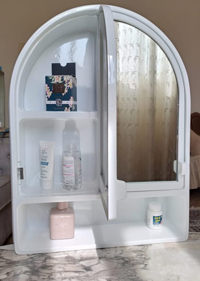 Multipurpose Mirror Cabinet Plastic Wall Shelf