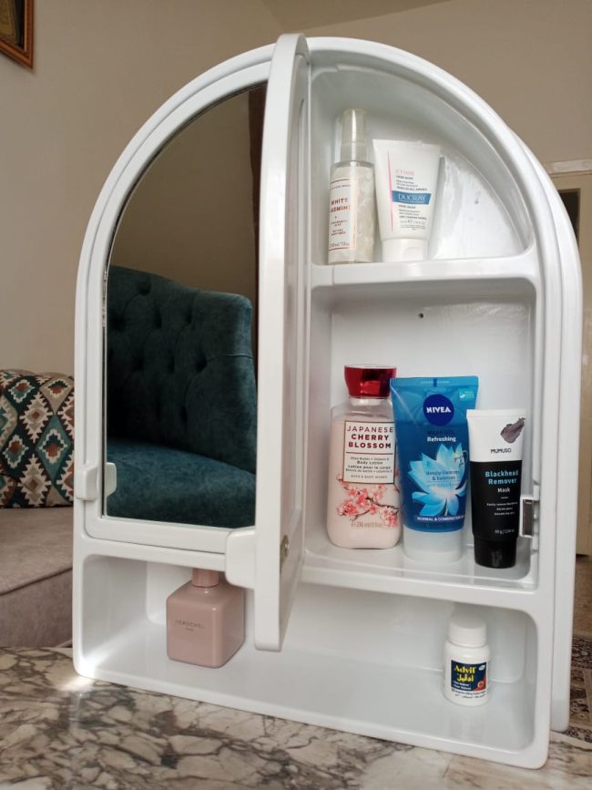 Multipurpose Mirror Cabinet Plastic Wall Shelf