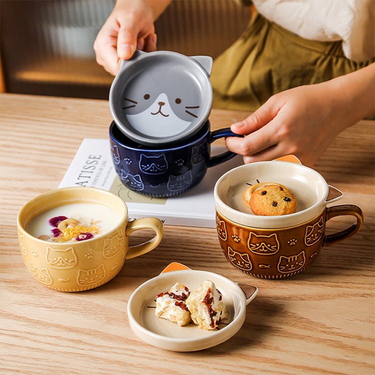 Artisan Handmade Ceramic Coffee Cup: Hand-painted Teacup with Saucer -  Perfect for Home, Office, Milk, Juice, Desserts - Unique Birthday Gift -  Nizam