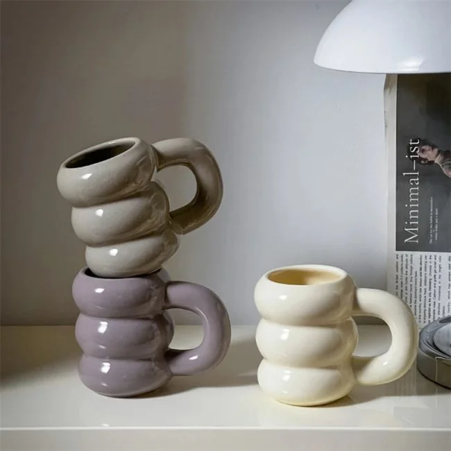 Nordic-Inspired Donut Ceramic Mug for Cozy Coffee Moments: purple Color